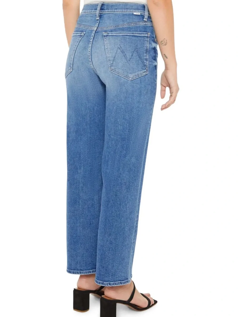 Mother Lil' Zip Rambler Flood Jeans in Out of the Blue